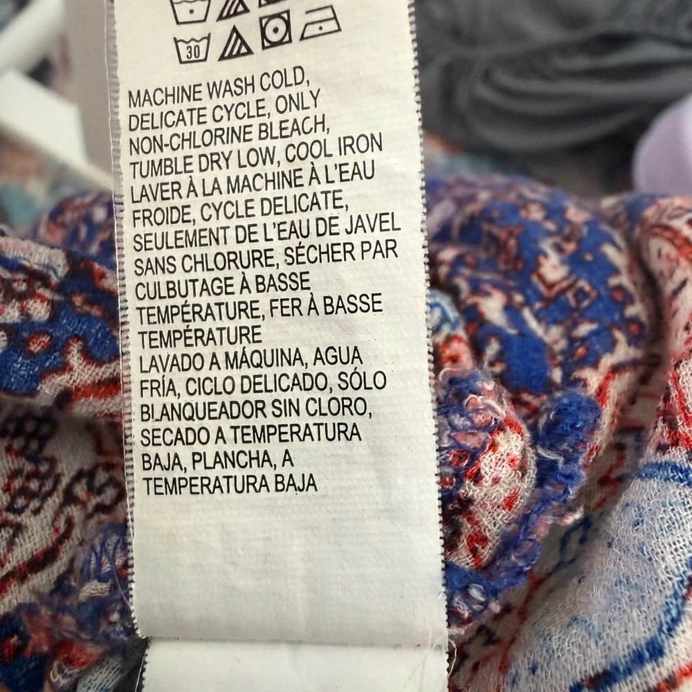 Lucky Brand Boho Mixed Print Tunic | Floral Paisley Viscose Top Size L - Picture 5 of 6